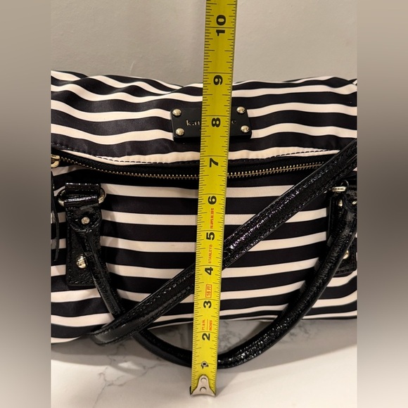 Kate Spade Striped Nylon Leslie Black and White Satchel - Picture 5 of 15
